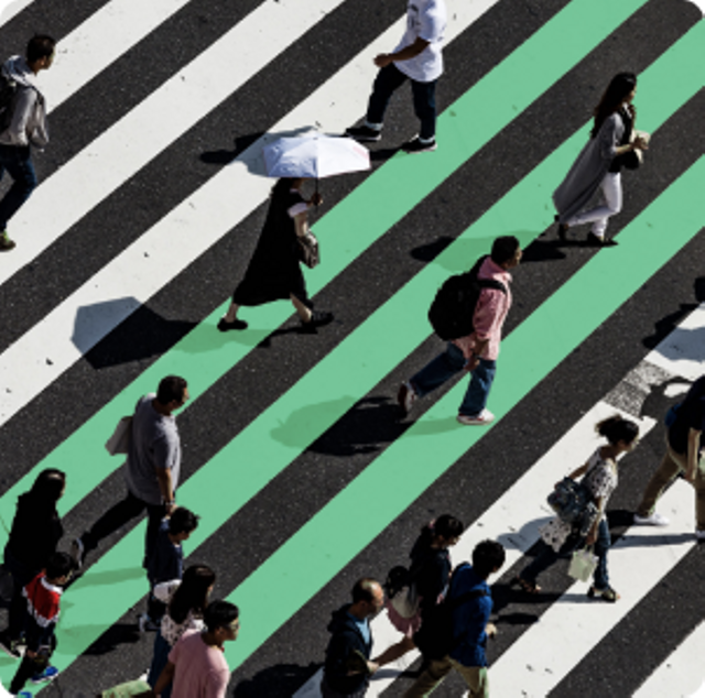 People on a pedestrian crosswalk